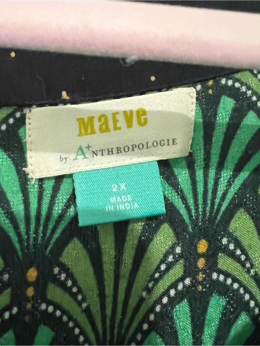 Maeve Green and Black Patterned Midi Dress - Picture 2 of 4